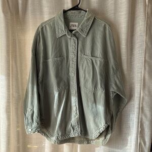 Zara Women’s Teal Casual Button Down Shirt